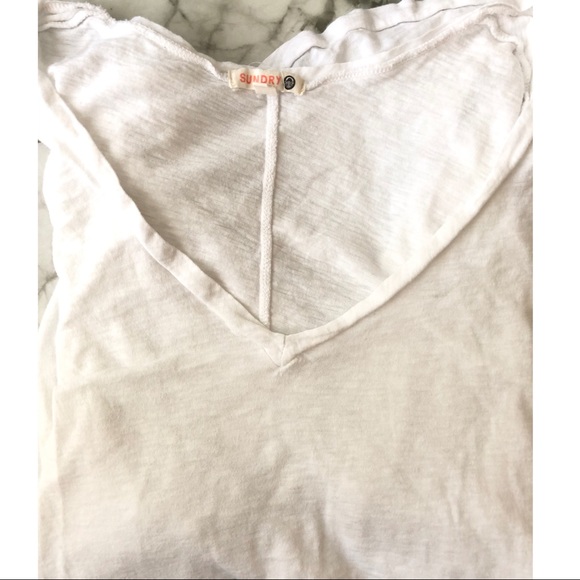 Sundry White V Neck Classic Tee - Picture 3 of 5